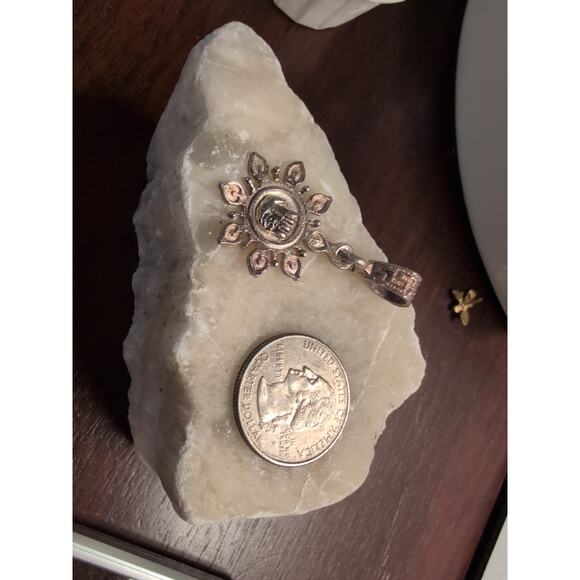 Vintage Oro Maya Sterling Silver Sun Pendant **950** Signed unique! 5.6 g 43mm - Picture 5 of 6